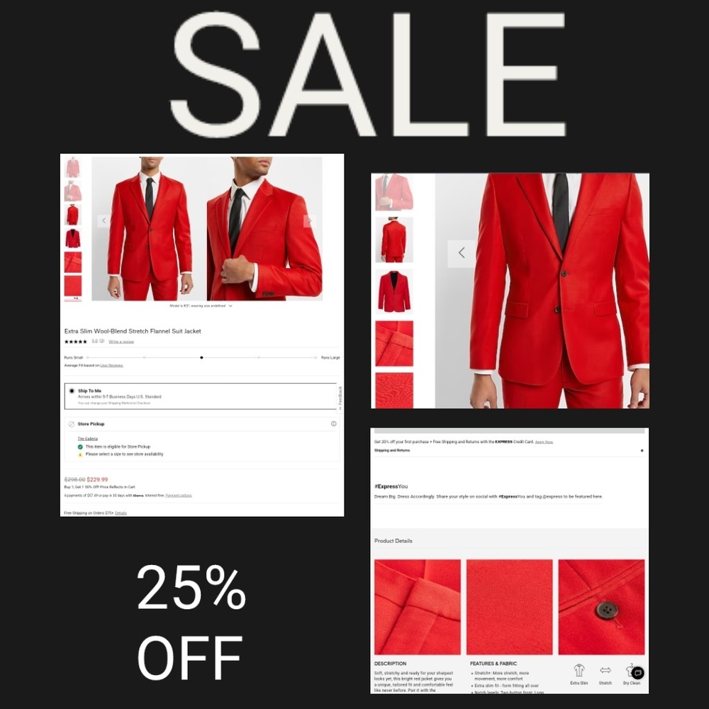 Express Men's Jacket Extra Slim Wool-Blend Stretch Flannel Suit Jacket Size 40R